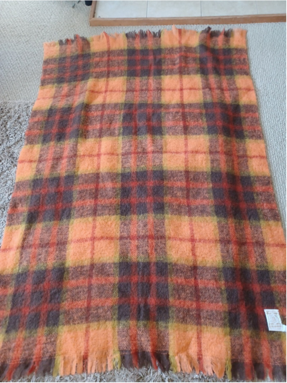 Vtg Hudson's Bay Company Scotland made Mohair Throw Blanket 68x45